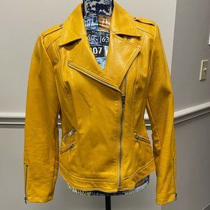 INC International Concepts Mustard Yellow Leather Jacket